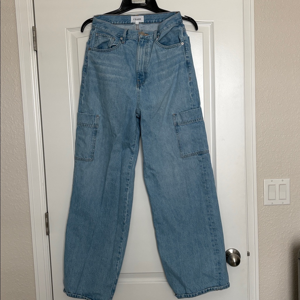 Frame Le Pixie High Waist Side Pocket Cargo Baggy Jeans, Genoa